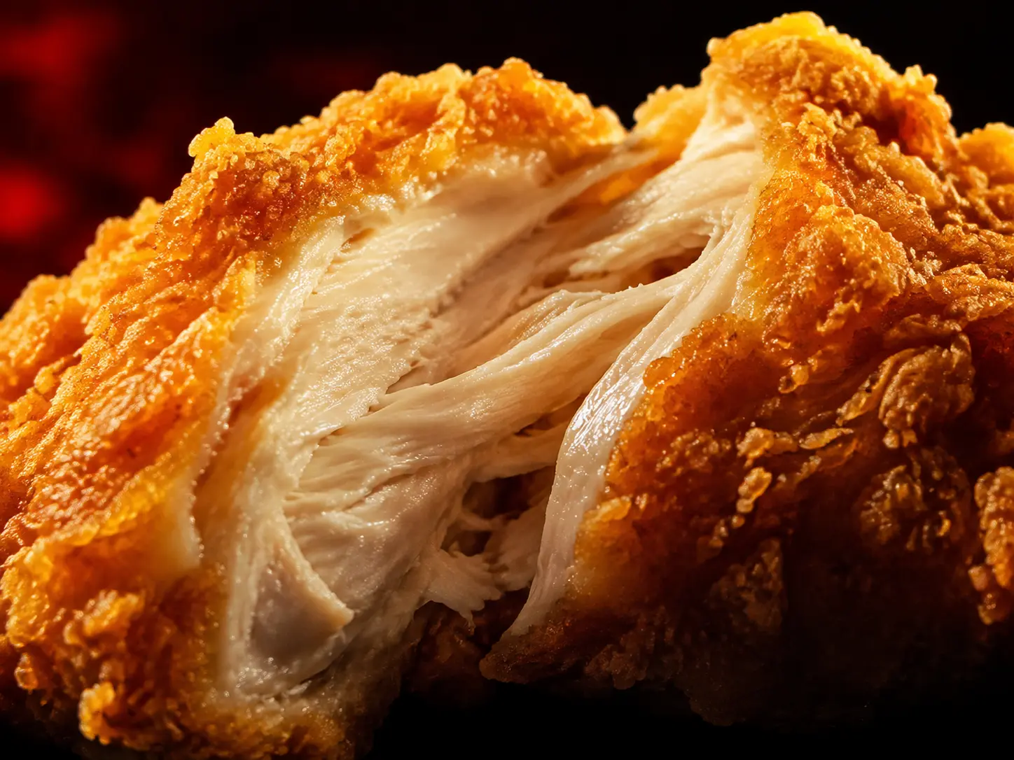 Close ilustrativo de frango frito crocante e suculento